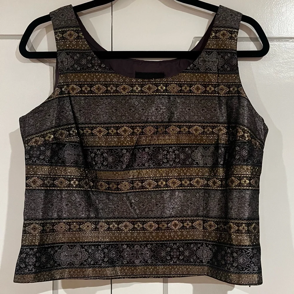 Vintage Metallic Crop Top by Positive Attitude Petite - Picture 1 of 7